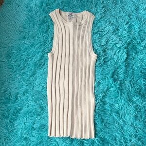 Sleeveless Ribbed Knit Top - Cream